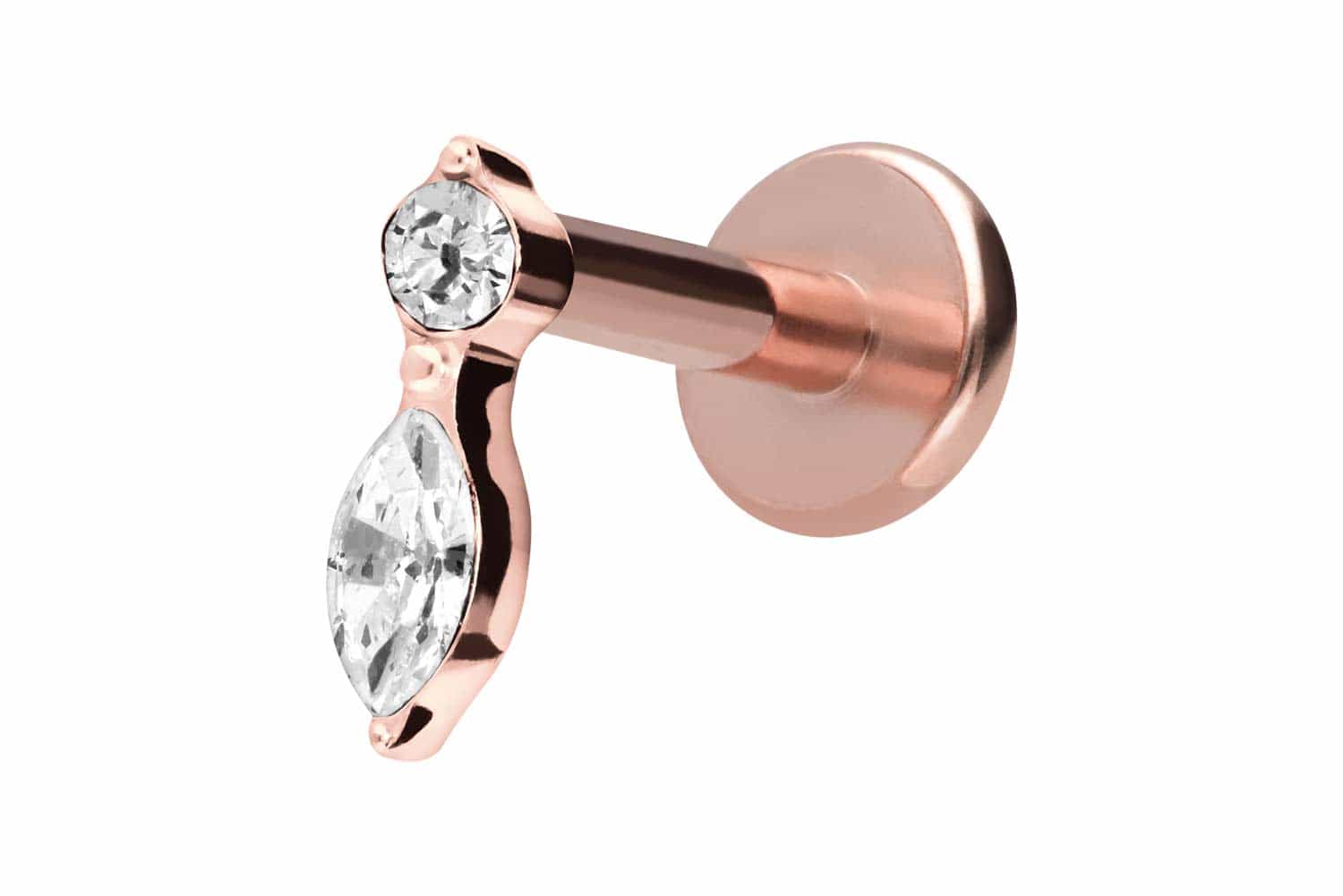 Titan Labret Piercing mit Innengewinde KRISTALLBLATT